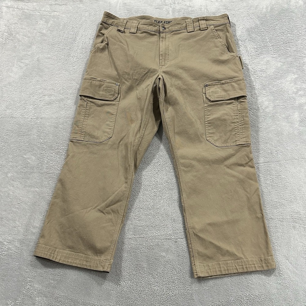 Duluth Trading Jeans Men 42 x 28 Relaxed Fit Flex Fire Hose Workwear Cargo Beige